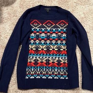 J Crew Fair Isle Navy Sweater - XS